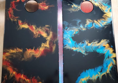 Fire and ice cornhole board